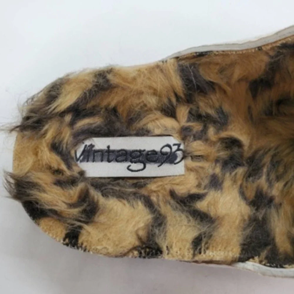Vintage 93 Shoes Womens Cozi Slides Sandals Beige Leopard Faux Fur 9‎ M